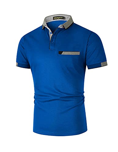 GNRSPTY Herren Poloshirts Kurzarm Baumwolle Polo Shirts Männer Slim Fit Polohemd Golf Farbe Nähen T-Shirt S-XXL,Blau 2,XXL von GNRSPTY