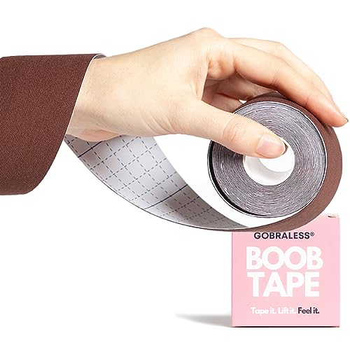 GOBRALESS Boob Tape Klebe BH Push Up für Rückenfrei & Trägerlose Abendkleider, Ballkleid oder Hochzeitskleid - Große Brust Tape - Unsichtbarer BH Fashion Tape, Boobietape - Espresso, 5 Meter von GOBRALESS