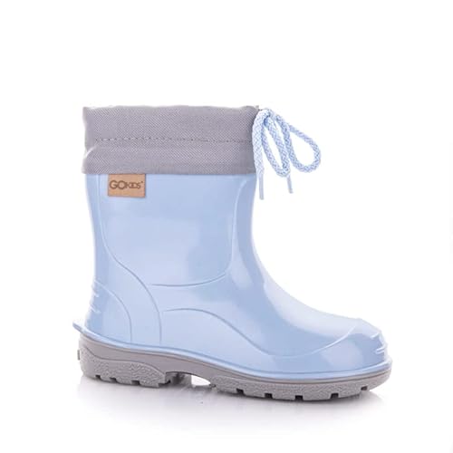 GOKIDS Kleinkinder Gummistiefel Jungen Mädchen Halbhohe Regenstiefel mit Kordelzug 20-28 EU (Blau, eu_footwear_size_system, toddler, numeric, medium, numeric_21) von GOKIDS