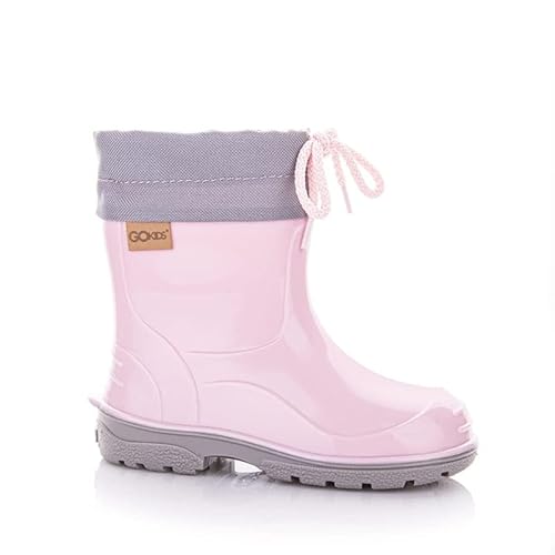 GOKIDS Kleinkinder Gummistiefel Jungen Mädchen Halbhohe Regenstiefel mit Kordelzug 20-28 EU (Rosa, eu_footwear_size_system, toddler, numeric, medium, numeric_22) von GOKIDS