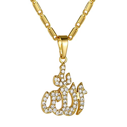 GOLDCHIC JEWELRY Kupfer Muslim Allah Allah Goldenes Symbol Anhämger mit Zirkon 18K Vergoldet Damen Islamischen Gott Allah Halskette von GOLDCHIC JEWELRY