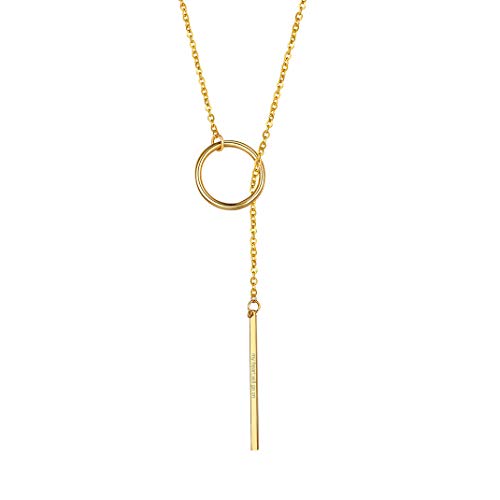 GOLDCHIC JEWELRY Y Kette Damen Ketten Aus Kupfer/Edelstehl，Damen Y-Ketten mit minimalistischem Anhänger Personalisiert Damen Halsketten mit Garvur,Damen Y-Ketten mit Verstebar Ketten von GOLDCHIC JEWELRY