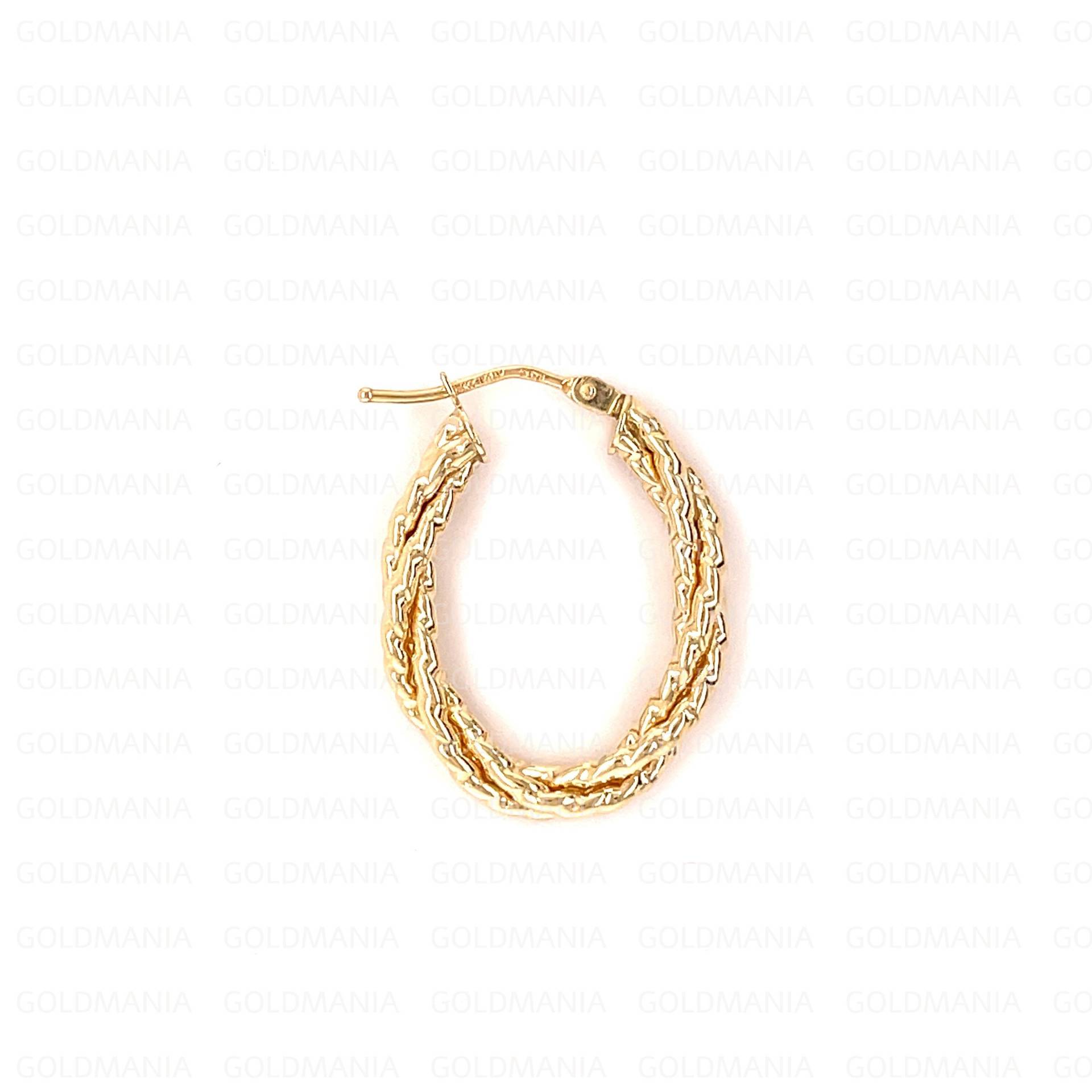 14K Gold Twisted Oval Hoop Ohrring Set, Echtgold Creolen, Strukturierte Twist Kleine Frauen Ohrringe von GOLDMANIA