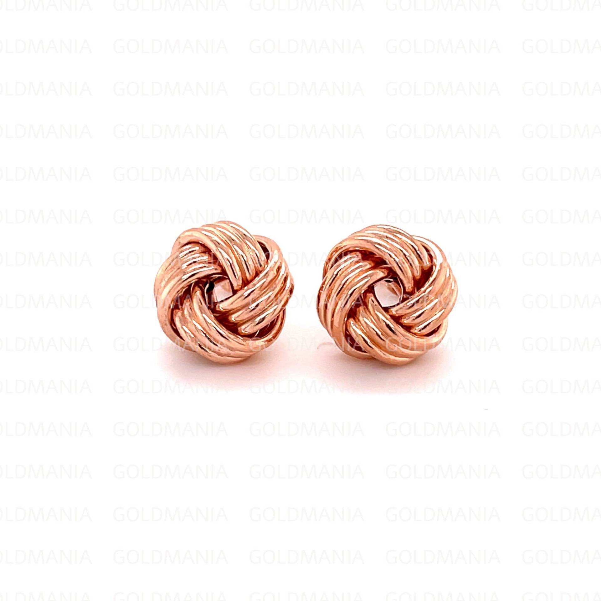 14K Rose Gold 11 Mm Liebesknoten Ohrstecker Set, Echtgold Ohrstecker, Frauen von GOLDMANIA