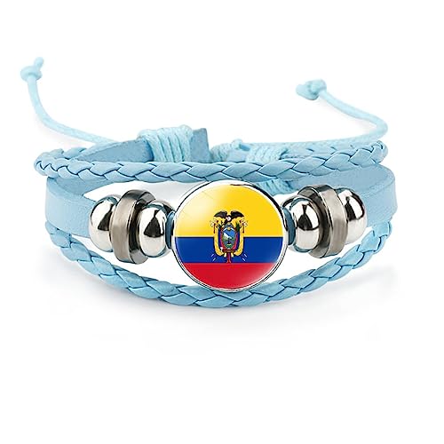 GONMFKM Modisches Ecuador Flaggen Armband Modisches Zeitstein Nationalflaggen Verstellbares Armband Für Damen Und Herren, Buntes Handgefertigtes Geflecht Aus Gewebtem Leder, Flaggen Armband, Schmuck von GONMFKM