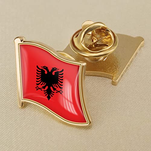 Modische Albanien-Flagge, Kristall-Epoxidharz-Abzeichen-Brosche, Weltflaggen-Abzeichen Für Damen Und Herren, Republik, Neuheit-Brosche, Charm-Schmuck, Patriot-Bekleidungstasche, Anstecknadel von GONMFKM