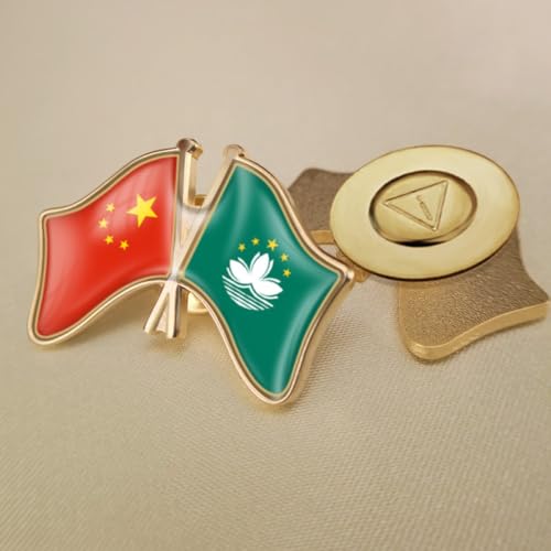 Modische Brosche Mit China- Und Macao-Flaggenabzeichen, Doppelseitig, Gekreuzte Freundschaftsflaggenabzeichen, Neuheitsbrosche, Schmuck Für Damen Und Herren, Patriot-Charm-Broschen, Zubehör, von GONMFKM