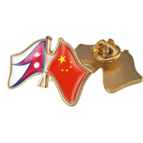 Modische Brosche Mit China- Und Nepal-Flaggenabzeichen, Doppelseitig, Gekreuzte Freundschaftsflaggenabzeichen, Neuheitsbrosche, Schmuck Für Damen Und Herren, Patriot-Charm-Broschen, Zubehör, von GONMFKM