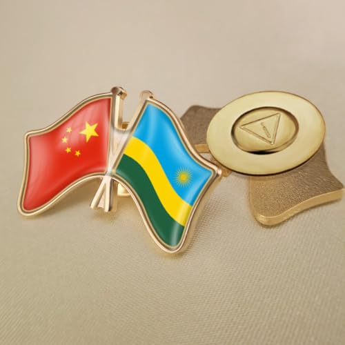 Modische Brosche Mit China- Und Ruanda-Flaggenabzeichen, Doppelseitig, Gekreuzte Freundschaftsflaggenabzeichen, Neuheitsbrosche, Schmuck Für Damen Und Herren, Patriot-Charm-Broschen, Zubehör von GONMFKM