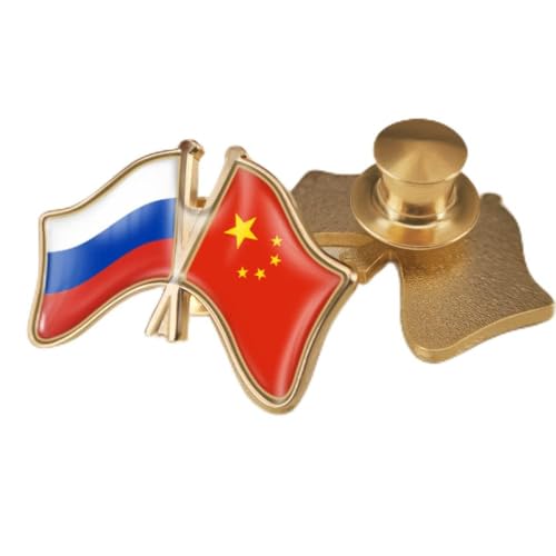 Modische Brosche Mit China- Und Russland-Flagge, Doppelseitig, Gekreuzte Freundschaftsflaggen-Abzeichen, Neuheit-Brosche, Schmuck Für Damen Und Herren, Patriot-Charm-Broschen, Zubehör, Kappe von GONMFKM