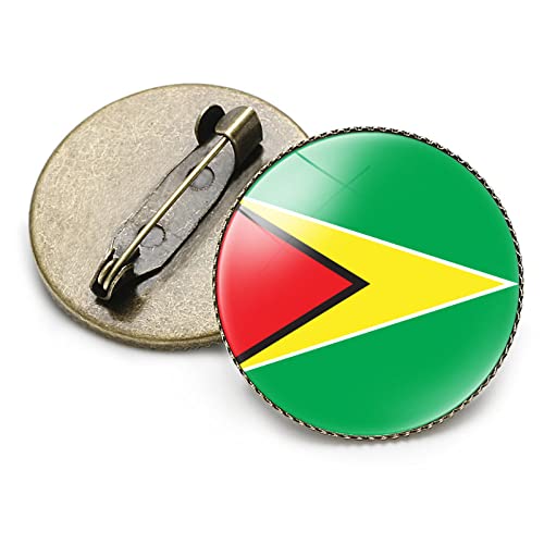 Modische Guyana-Flaggen-Abzeichen-Brosche, Geometrische Kreis-Flaggen-Abzeichen Für Damen Und Herren, Republik-Neuheits-Charm-Schmuck, Patriot-Taschen-Flagge-Zeit-Edelstein-Pin-Broschen-Zube von GONMFKM
