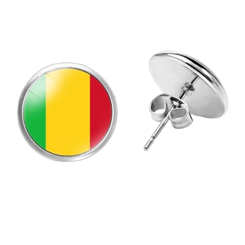 Modische Persönlichkeit, Mali-Flagge, Ohrstecker, Afrikanisches Nationallogo, Bild, Glas-Cabochon-Ohrhänger, Schmuckzubehör Für Damen, Herren, Mädchen, Geschenk, Modischer Ohrring, Einheitsg von GONMFKM