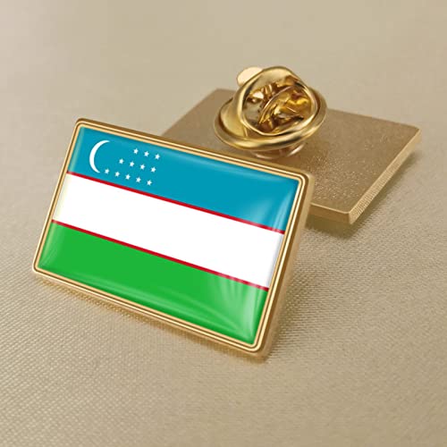 Modische Usbekistan-Flagge, Kristall-Epoxidharz-Abzeichen-Brosche, Weltflaggen-Abzeichen Für Damen Und Herren, Republik, Neuheit-Brosche, Charm-Schmuck, Patriot-Kleidung, Tasche, Anstecknade von GONMFKM