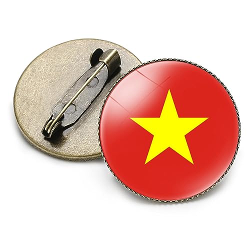 Modische Vietnam-Flaggen-Brosche, Kreativität, Rundes Emblem, Anstecknadel Für Damen Und Herren, Schmuckzubehör, Patriotische Emaille-Pins, Dekoration, Geschenk Für Ball, Party, Bankett, Wie von GONMFKM