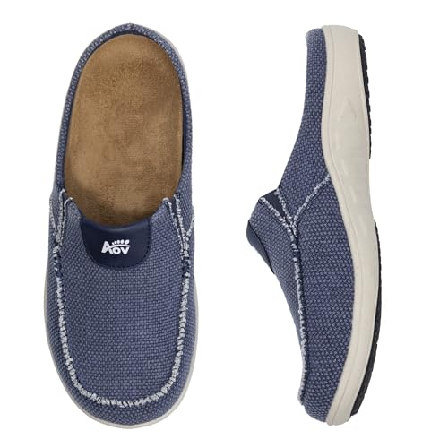 GOOBON Herren Hausschuhe mit Arch Support Loafers Plantarfasziitis Orthesen Breit Freizeit Slip On Leinwand Slippers - 40 EU von GOOBON