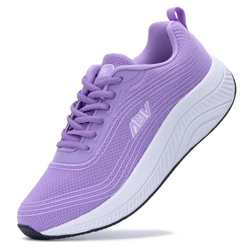 GOOBON Walkingschuhe Damen Arch Support Plantarfasziitis Orthopädische Sneaker Bequeme Atmungsaktiv Laufschuhe Freizeit Breit Sportschuhe für Plattfüße Lindern Schmerzen Lila 38 EU von GOOBON