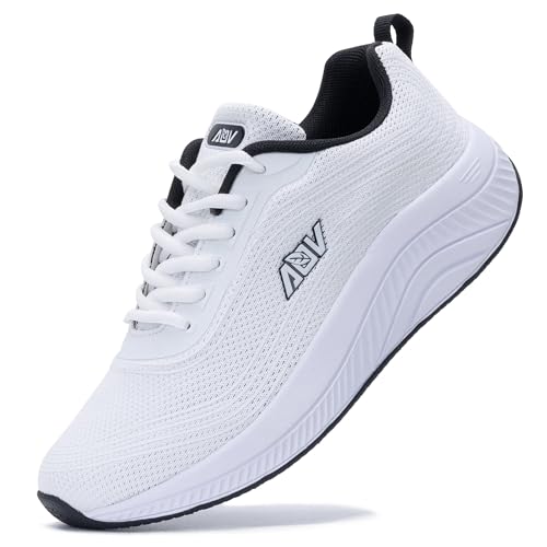 GOOBON Walkingschuhe Damen Arch Support Plantarfasziitis Orthopädische Sneaker Bequeme Atmungsaktiv Laufschuhe Freizeit Breit Sportschuhe für Plattfüße Lindern Schmerzen Weiß 37 EU von GOOBON