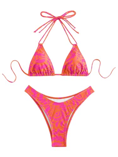 GORGLITTER Damen Neckholder Bikini Sets 2 Piece Swimsuits Zweiteiliges Bikini-Set Bademode Sommer Bikinitop und Tanga Swimwear Rosa XS GORGLITTER Damen Neckholder Bikini Sets 2 Piece Swimsuits Zweiteiliges Bikini-Set Bademode Sommer Bikinitop und Tanga Swimwear Rosa XS von GORGLITTER
