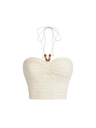 GORGLITTER Damen Schulterfreies Oberteil Neckholder Trägerloses Top Y2k Tubetop Bauchfrei Crop Tops Party Bandeau Top Sommertop Casual Outfit Beige M GORGLITTER Damen Schulterfreies Oberteil Neckholder Trägerloses Top Y2k Tubetop Bauchfrei Crop Tops Party Bandeau Top Sommertop Casual Outfit Beige M von GORGLITTER