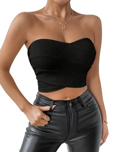 GORGLITTER Damen Sexy Tube Top Farbblock Bandeau-Tops Trägerlose Sommertops Bauchfreie Partytops Kreuzgurt Mikro Crop Oberteile Y2K Tops Ärmelloses Clubtop Schwarz M GORGLITTER Damen Sexy Tube Top Farbblock Bandeau-Tops Trägerlose Sommertops Bauchfreie Partytops Kreuzgurt Mikro Crop Oberteile Y2K Tops Ärmelloses Clubtop Schwarz M von GORGLITTER