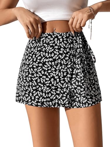 GORGLITTER Hosenrock Damen Kurz Sommer Rock Mit Hose Drunter Minirock Wickelrock Blumenrock Sommerrock Boho Skort Freizeitrock Schwarz XXS GORGLITTER Hosenrock Damen Kurz Sommer Rock Mit Hose Drunter Minirock Wickelrock Blumenrock Sommerrock Boho Skort Freizeitrock Schwarz XXS von GORGLITTER