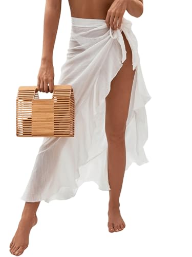 GORGLITTER Sarong Tuch Damen Blickdicht Bikini Rock Sommer Cover Up Wickelrock Sarong Pareo Wickeltuch Strandrock Strandkleid Weiß One Size GORGLITTER Sarong Tuch Damen Blickdicht Bikini Rock Sommer Cover Up Wickelrock Sarong Pareo Wickeltuch Strandrock Strandkleid Weiß One Size von GORGLITTER