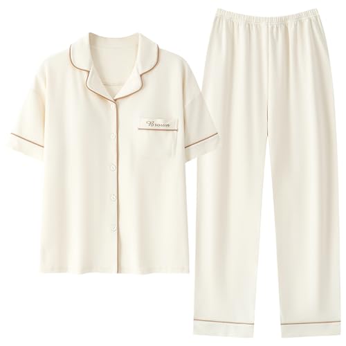 GOSO Mädchen Baumwolle Pyjamas Set Warme Loungewear Set Button Down Kurze ÄrmelHose Nachtwäsche, Niedliche Stylische Nachtwäsche für Teenager Mädchen GOSO Mädchen Baumwolle Pyjamas Set Warme Loungewear Set Button Down Kurze ÄrmelHose Nachtwäsche, Niedliche Stylische Nachtwäsche für Teenager Mädchen von GOSO