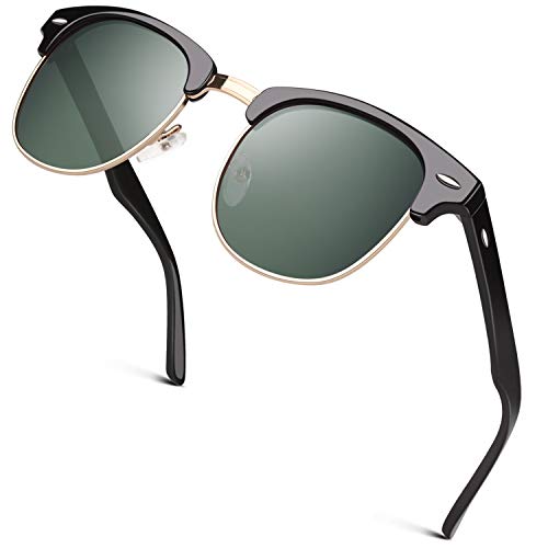 GQUEEN Horn Gestell Halbrahmen Retro Polarisiert Sonnenbrille Herren Damen von GQUEEN