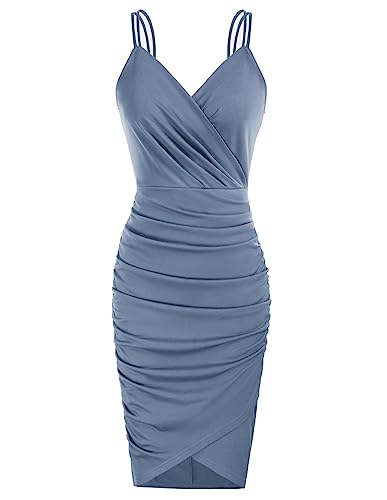 GRACE KARIN Business Kleid Damen blaugrau bleistiftkleid Knielang Retro Kleid CL1151-14 M von GRACE KARIN