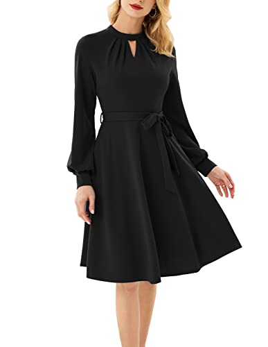 GRACE KARIN Damen 1950er Vintage Retro Cocktailkleid Rockabilly Faltenrock Retro Kleid Schwarz M von GRACE KARIN