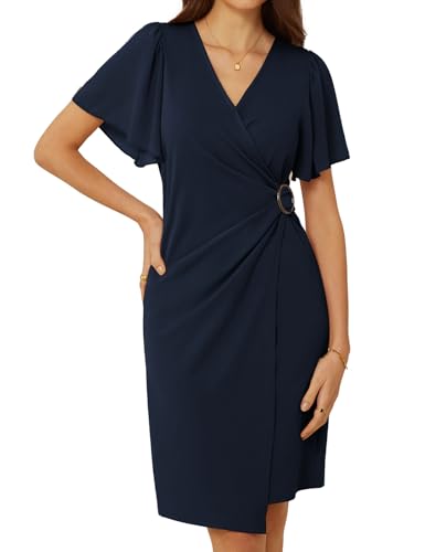 GRACE KARIN Damen Bleistiftkleid mit V-Neck Elegant Vintage Chiffon Cape Cocktailkleid Dunkelblau S GRACE KARIN Damen Bleistiftkleid mit V-Neck Elegant Vintage Chiffon Cape Cocktailkleid Dunkelblau S von GRACE KARIN
