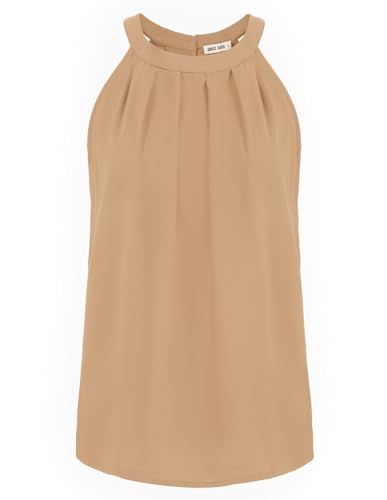 GRACE KARIN Damen Neckholder Top Chiffon Bluse Top Damen Sommer Tops Elegant Ärmellose Oberteile Neckholder Oberteile Khaki S CL1104S22-14 GRACE KARIN Damen Neckholder Top Chiffon Bluse Top Damen Sommer Tops Elegant Ärmellose Oberteile Neckholder Oberteile Khaki S CL1104S22-14 von GRACE KARIN