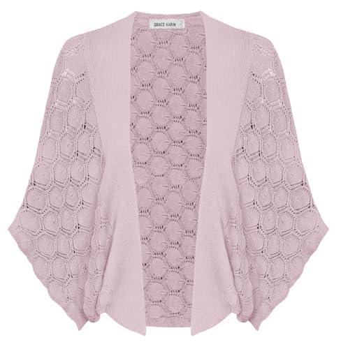 GRACE KARIN Damen Vorn öffnen Bolerojacke Basic Fledermaus Casual Top Cardigan Bolero Rosa-violett M GRACE KARIN Damen Vorn öffnen Bolerojacke Basic Fledermaus Casual Top Cardigan Bolero Rosa-violett M von GRACE KARIN