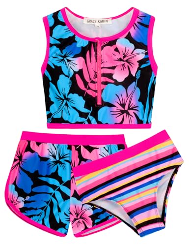 GRACE KARIN Kinder Mädchen 3-teiliges Badeanzug ärmelloses Top Elastischer Bund Shorts Slips Schwimm-Set Schwarz 6-7 Jahre GRACE KARIN Kinder Mädchen 3-teiliges Badeanzug ärmelloses Top Elastischer Bund Shorts Slips Schwimm-Set Schwarz 6-7 Jahre von GRACE KARIN