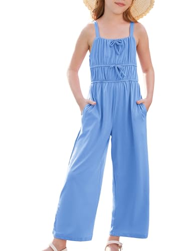 GRACE KARIN Mädchen Sommer Casual Jumpsuit Einteiliger Strampler mit Taschen Square Neck Bodysuit Blau 6-7 Jahre GRACE KARIN Mädchen Sommer Casual Jumpsuit Einteiliger Strampler mit Taschen Square Neck Bodysuit Blau 6-7 Jahre von GRACE KARIN