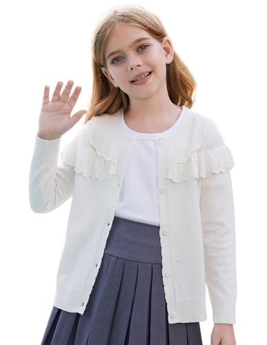 GRACE KARIN Mädchen Strickjacken Gestrickt Langarm Leicht Rundhals Button-Down-Strickpullover Weiß 7-8 Jahre GRACE KARIN Mädchen Strickjacken Gestrickt Langarm Leicht Rundhals Button-Down-Strickpullover Weiß 7-8 Jahre von GRACE KARIN