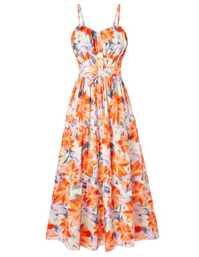 GRACE KARIN Maxikleid Damen Blumen Trägerkleid Sommer Urlaub Cocktailkleid Party Freizeitkleid Alltag Sommerkleider Orange Lila Blume XL-11 GRACE KARIN Maxikleid Damen Blumen Trägerkleid Sommer Urlaub Cocktailkleid Party Freizeitkleid Alltag Sommerkleider Orange Lila Blume XL-11 von GRACE KARIN