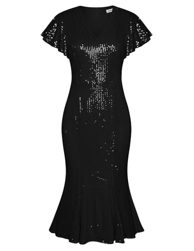 GRACE KARIN Paillettenkleid Damen V-Ausschnitt Ballkleid Damen Elegant Abendkleid Schwarz Midi Etuikleid XL Schwarz-1 GRACE KARIN Paillettenkleid Damen V-Ausschnitt Ballkleid Damen Elegant Abendkleid Schwarz Midi Etuikleid XL Schwarz-1 von GRACE KARIN
