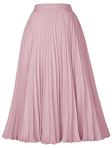 Damen Rock Elegant A-Linie Dehnbar Faltenrock Midi-Rock Plisseerock S cl2473-16/Hellrosa Damen Rock Elegant A-Linie Dehnbar Faltenrock Midi-Rock Plisseerock S cl2473-16/Hellrosa von GRACE KARIN