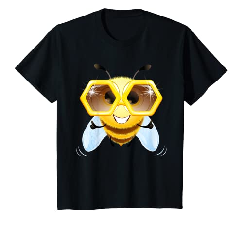 Kinder Niedliche Biene mit Sonnenbrille Glubschi Mädchen Jungen T-Shirt von GRAKIMO Glubschi
