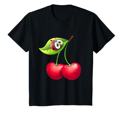 Kinder Süßer Marienkäfer Glubschi auf einer Kirsche Mädchen Jungen T-Shirt von GRAKIMO Glubschi