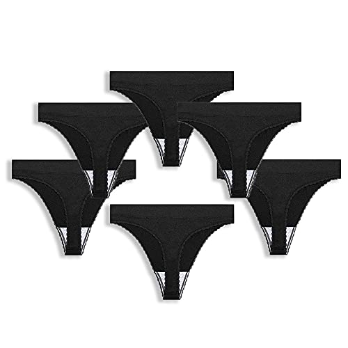 GRANKEE Tangas Damen Unsichtbarer High Taille Unterwäsche Frauen nahtlos Sitzender String (Schwarz 6 Pack S) von GRANKEE