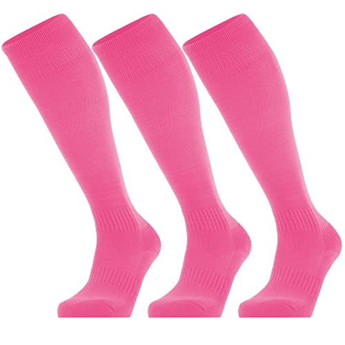 GRAPMKTG 3er-Pack FußballSocken für Männer und Frauen Softball Baseball Fußballstutzen Stutzenstrumpf Fußball-Kniestrümpfe für Kinder Erwachsene Schlauchsocken Rosa 26-32 von GRAPMKTG