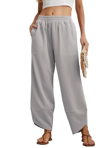 GRECERELLE Jogginghose Damen Lässig Sporthose Sweatpants Freizeithose mit Taschen (04 Hell Grau, M) von GRECERELLE