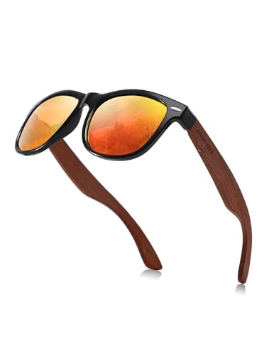 GREENTREEN Holz Sonnenbrillen,Sonnenbrillen für Damen mit UV400 CAT 3-Schutz/Der Rahmen aus Walnuss Holz Polarisierte Sonnenbrille von GREENTREEN