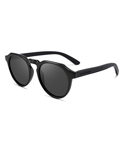 GREENTREEN Holz Sonnenbrillen Herren Damen, Retro Polarisierte Sonnenbrille, UV400 Schutz Gläser von GREENTREEN