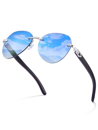 GREENTREEN Holz Sonnenbrillen für Herren und Damen, Unisex Polarisierte Sonnenbrille mit Holzbügeln, UV400-Schutz von GREENTREEN