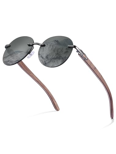 GREENTREEN Holz Sonnenbrillen für Herren und Damen, Unisex Polarisierte Sonnenbrille mit Holzbügeln, UV400-Schutz von GREENTREEN