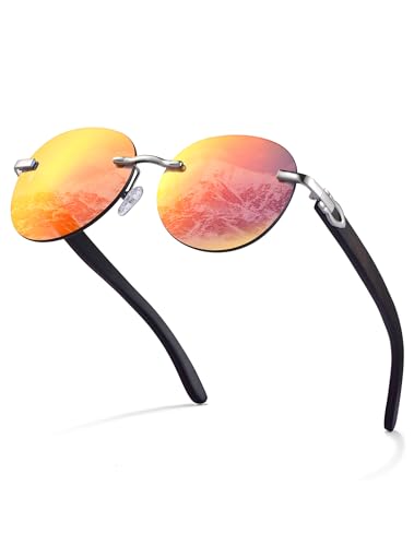 GREENTREEN Holz Sonnenbrillen für Herren und Damen, Unisex Polarisierte Sonnenbrille mit Holzbügeln, UV400-Schutz von GREENTREEN