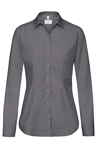 Greiff Corporate Wear Premium Damen Bluse Regular Fit Langarm Grau Modell 6592 Größe 36 von GREIFF